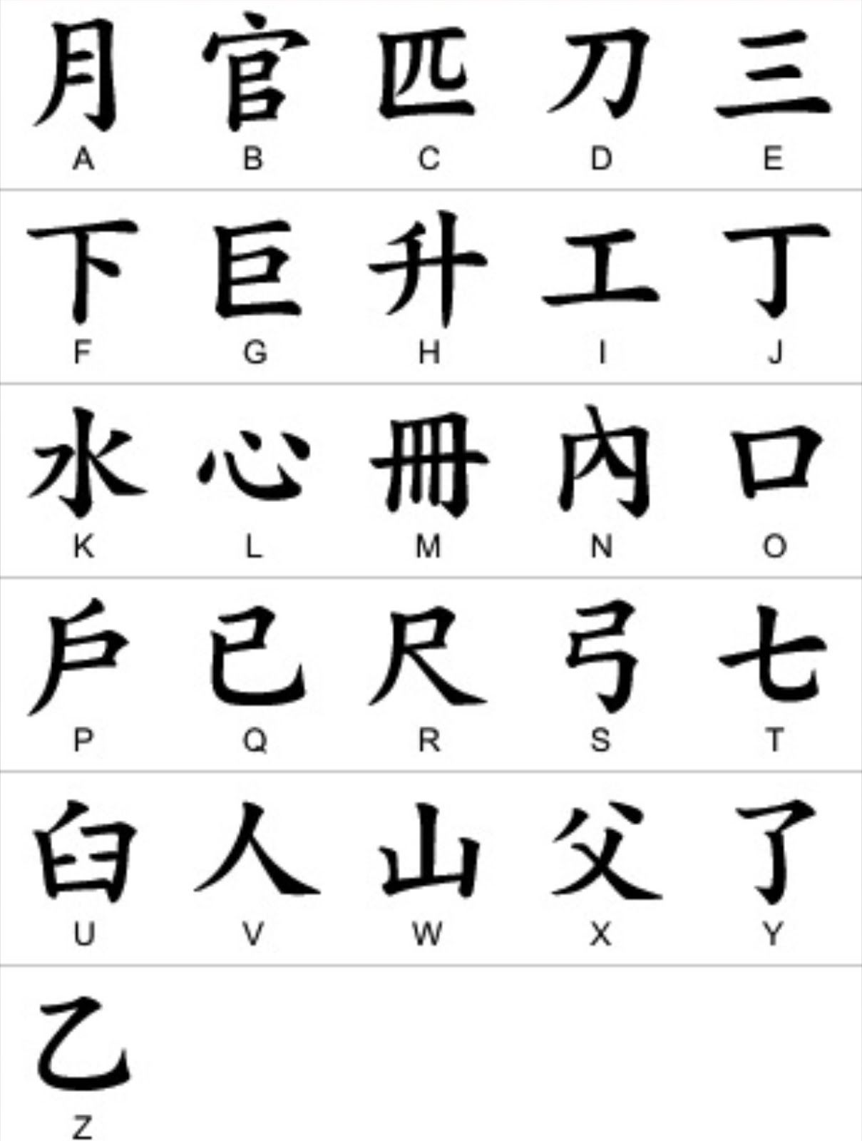 chinese letter fonts